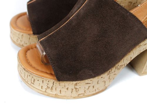 сабо на платформа дамски кафяво