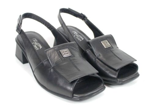 Елегантни дамски сандали Orlina Vero с отворени пръсти от естествена кожа в черно