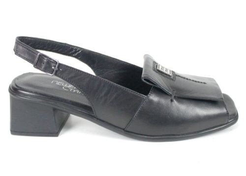 Елегантни дамски сандали Orlina Vero с отворени пръсти от естествена кожа в черно