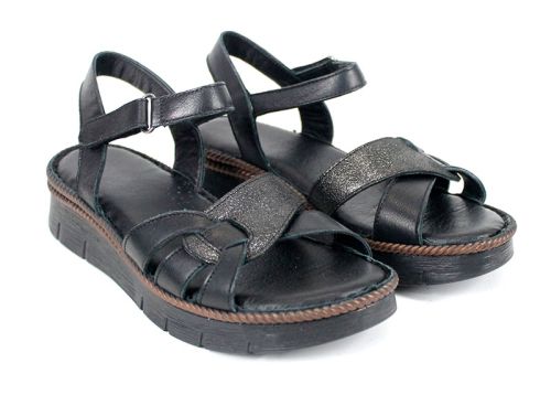 Черни ежедневни сандали Talina Sora от естествена кожа с комфортна подметка