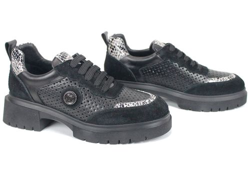 дамски летни обувки перфорация черни