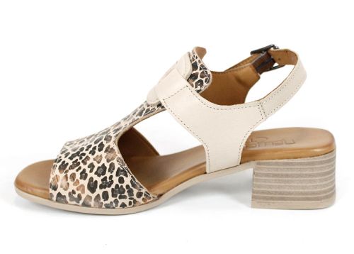 Velina Mode – елегантни дамски сандали на ток от естествена кожа в бежово с леопардов акцент