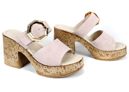 дамски чехли розов велур платформа