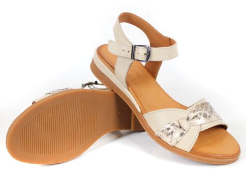 Lucera – удобни дамски сандали от естествена кожа в бежово с фин питон акцент