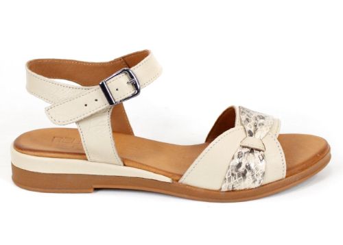 Lucera – удобни дамски сандали от естествена кожа в бежово с фин питон акцент