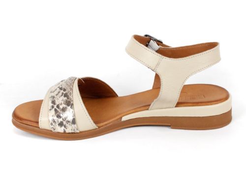 Lucera – удобни дамски сандали от естествена кожа в бежово с фин питон акцент