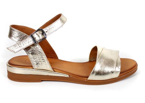 летни дамски сандали златист ефект комфорт