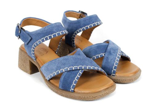 Calista Mare – дамски сандали на ток от естествен велур в синьо