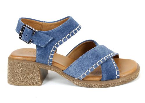 Calista Mare – дамски сандали на ток от естествен велур в синьо