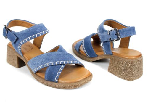 ежедневни дамски сандали син велур комфорт