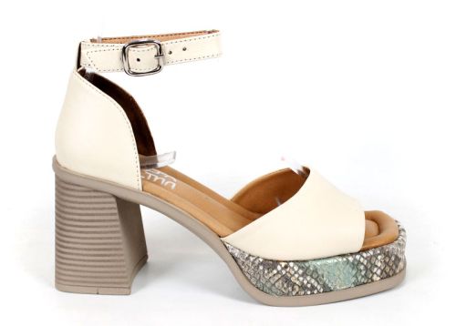 Celine Brisa – дамски сандали на ток и платформа от естествена кожа в бежово