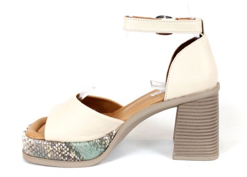 Celine Brisa – дамски сандали на ток и платформа от естествена кожа в бежово