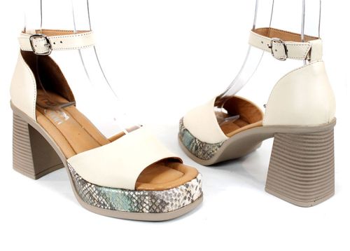 удобни дамски сандали на ток с платформа естествена кожа