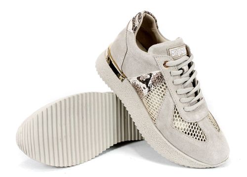 дамски ежедневни обувки с мрежа и олекотено ходило бежови