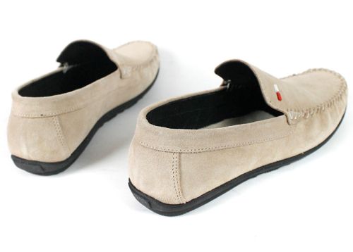 Бежови велурени мъжки мокасини Slip-On