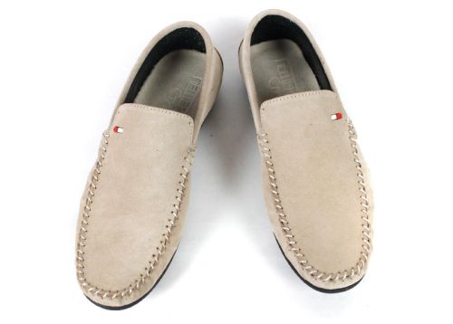Miro Classico – Мъжки мокасини от естествен велур в бежово