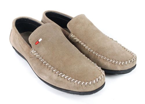 Miro Classico – Мъжки мокасини от естествен велур в пясъчно кафяво
