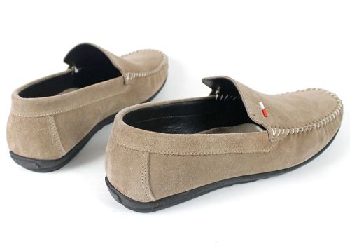 Пясъчно кафяви велурени мъжки мокасини Slip-On