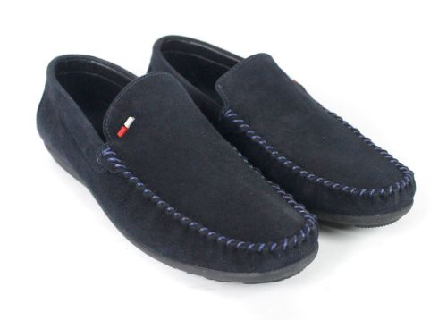 Miro Classico – Мъжки мокасини от естествен велур в тъмно синьо