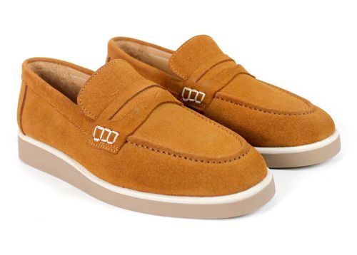 Women's Genuine Suede Loafers in Light Brown – Vero Lume