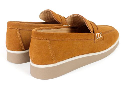 Women's Genuine Suede Loafers in Light Brown – Vero Lume