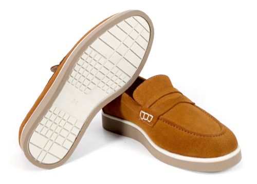 Women's Genuine Suede Loafers in Light Brown – Vero Lume