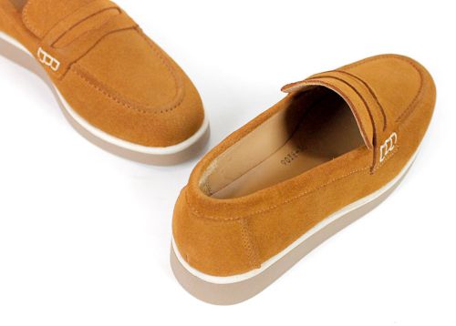 Women's Genuine Suede Loafers in Light Brown – Vero Lume