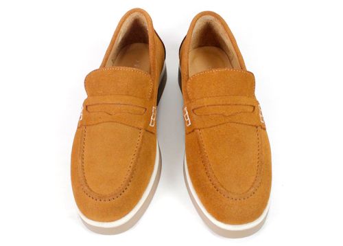 Women's Genuine Suede Loafers in Light Brown – Vero Lume