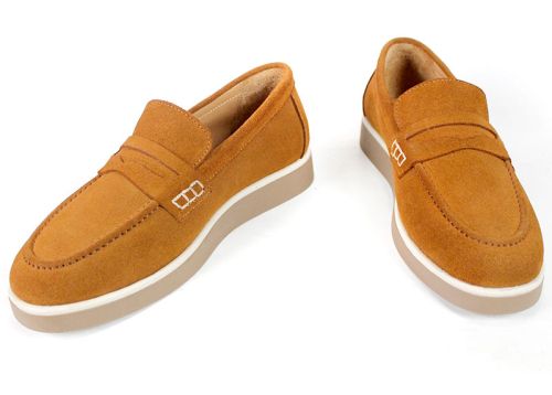 Women's Genuine Suede Loafers in Light Brown – Vero Lume