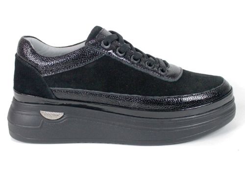 Aurora Bellini women's genuine suede and patent leather shoes