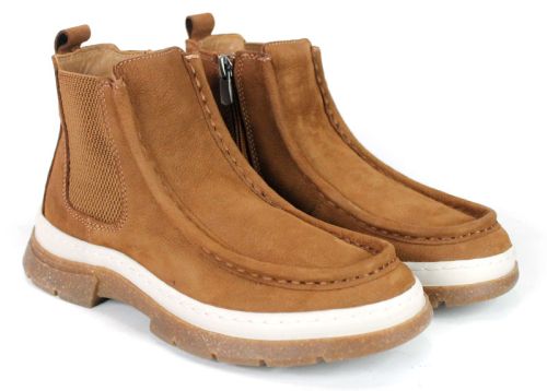 Mara Vellini – Women's Light Brown Genuine Suede Ankle Boots
