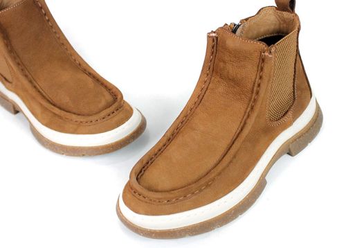 Mara Vellini – Women's Light Brown Genuine Suede Ankle Boots