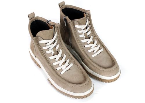 Women's sporty nubuck ankle boots with laces Nero Vance