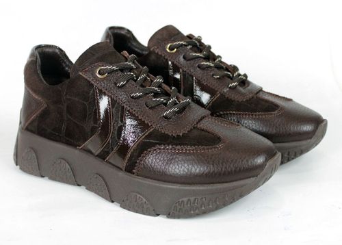 Gabriella Conti Women's Sneakers – Dark Brown Genuine Suede with Leather Details