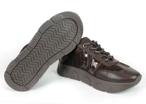 Gabriella Conti Women's Sneakers – Dark Brown Genuine Suede with Leather Details