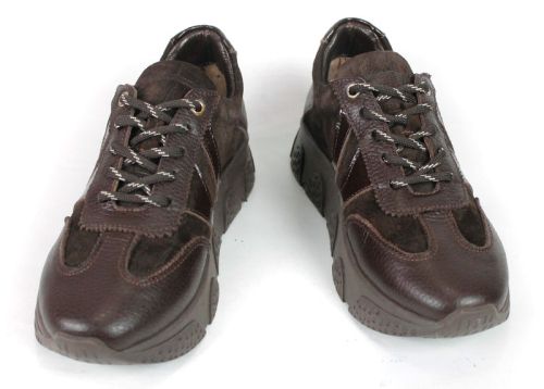 Gabriella Conti Women's Sneakers – Dark Brown Genuine Suede with Leather Details