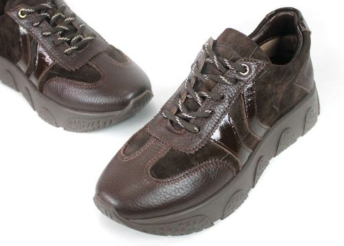 Gabriella Conti women's leather and suede sneakers with chunky sole