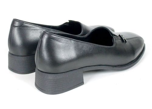 Elena Marini – Women's Black Genuine Leather Low-Heel Shoes