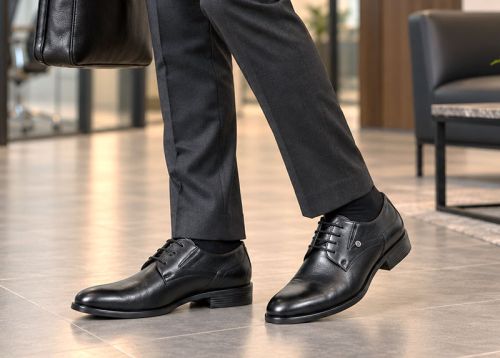 Matteo Ferri classic men's black leather lace-up shoes
