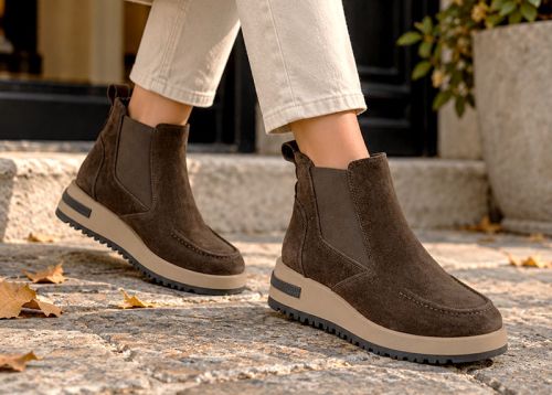 Elena Vieri Women's Chelsea Boots – Dark Brown Genuine Suede