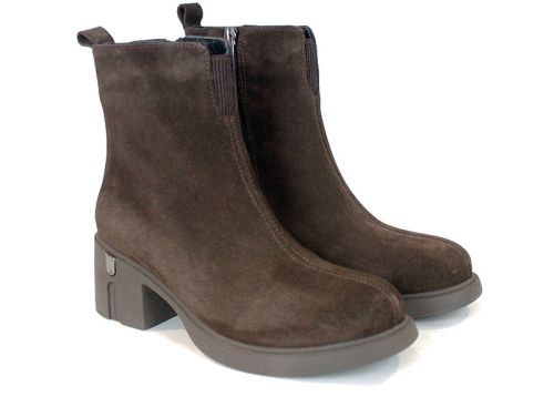 Bianca Moretti Women's Ankle Boots – Dark Brown Genuine Suede