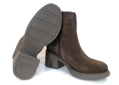 Bianca Moretti Women's Ankle Boots – Dark Brown Genuine Suede