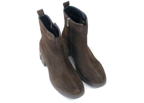 Bianca Moretti Women's Ankle Boots – Dark Brown Genuine Suede