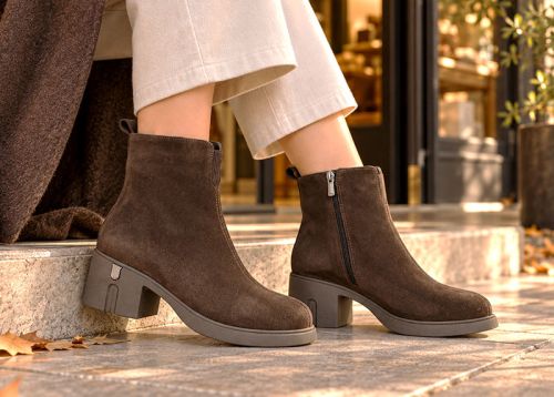 Bianca Moretti Women's Ankle Boots – Dark Brown Genuine Suede