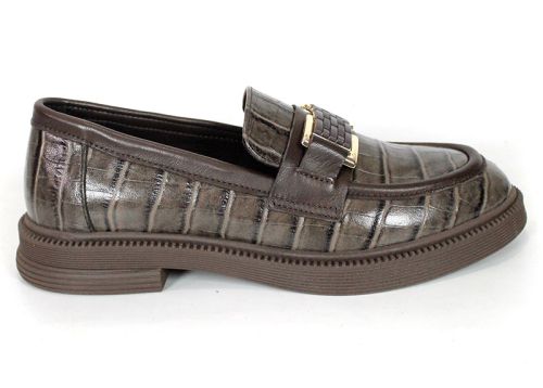 Terra Classica – Women's Genuine Leather Croc-Embossed Loafers in Mink Taupe