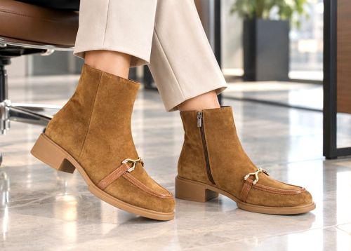 Eleganza PESHTERA™ дамски боти от естествен велур в цвят канела
