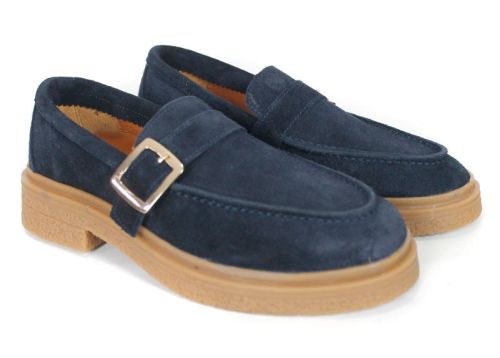 Valeria Monti – Women's Loafers in Navy Blue Genuine Suede