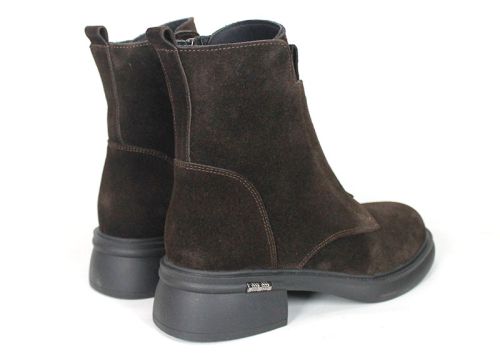 Elisa Marconi – Women's Ankle Boots in Dark Brown Genuine Suede