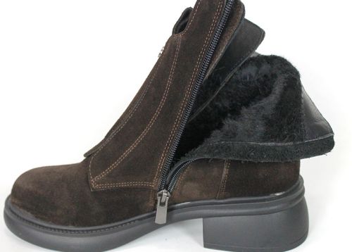 Elisa Marconi – Women's Ankle Boots in Dark Brown Genuine Suede
