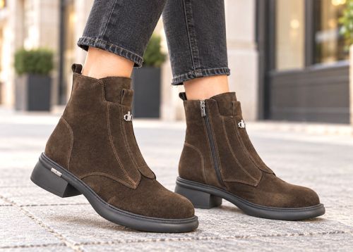Elisa Marconi – Women's Ankle Boots in Dark Brown Genuine Suede